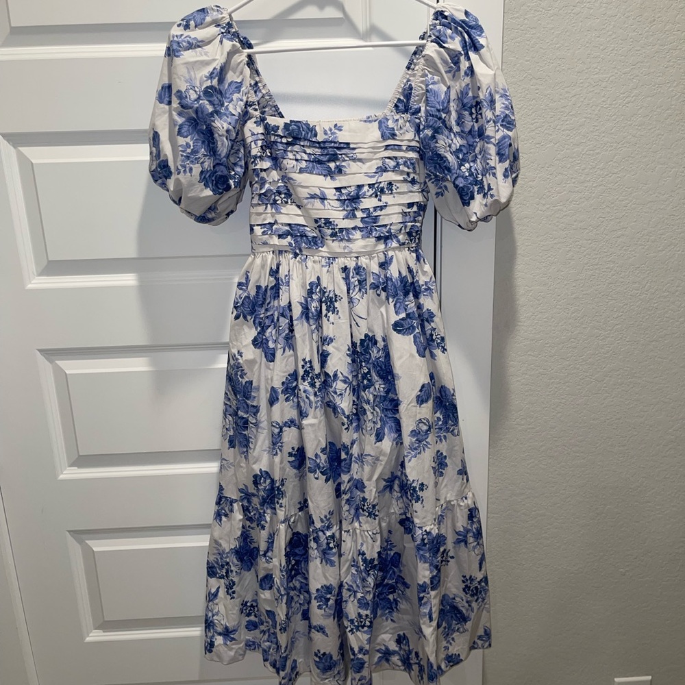Abercrombie & Fitch Emerson Poplin Blue Floral midi Dress XS
